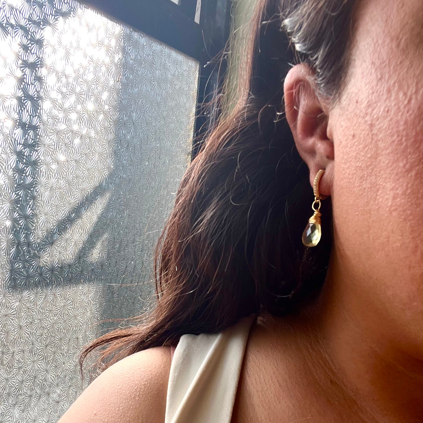 Aretes de cuarzo limón