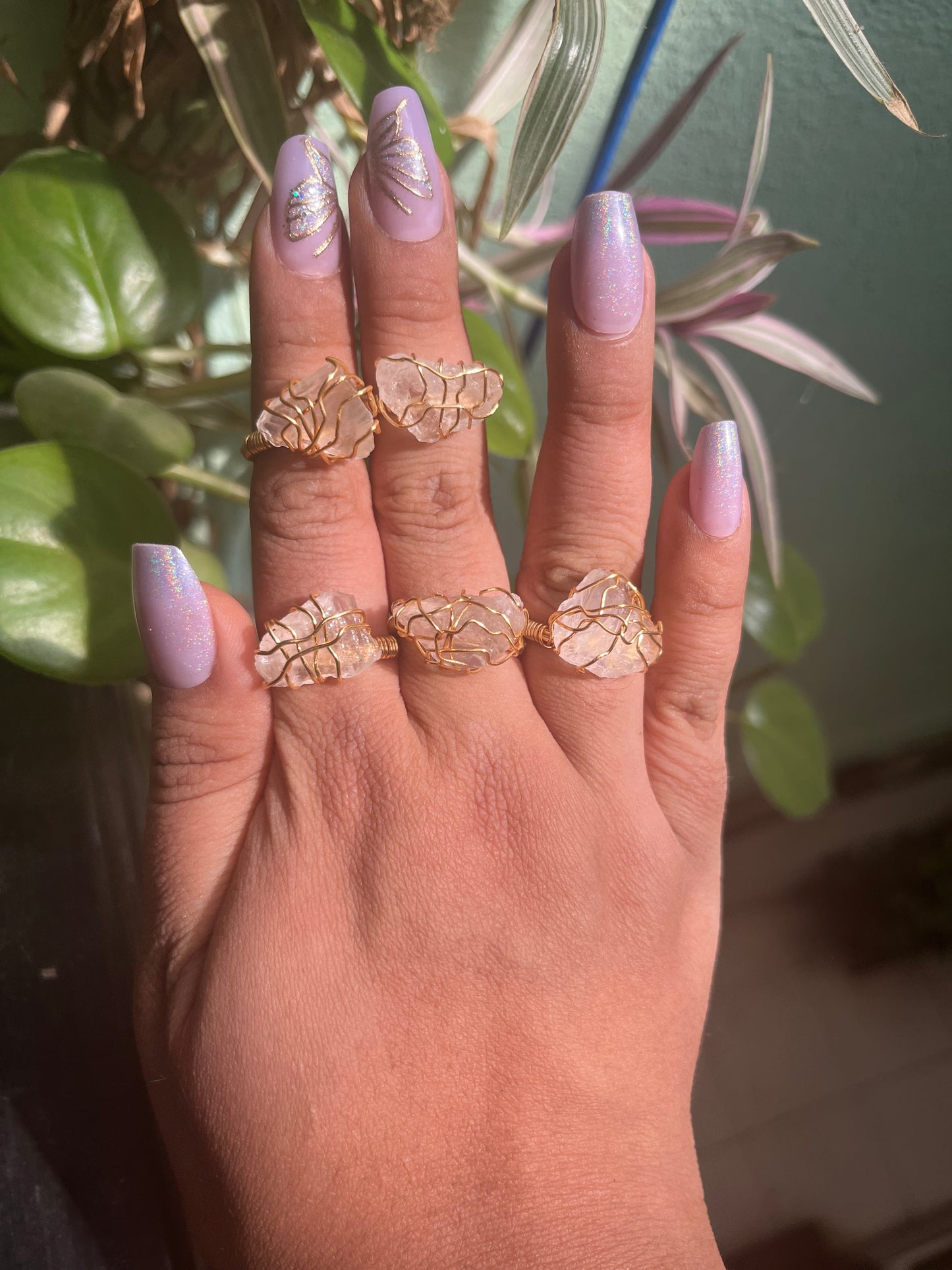Anillo Belona con cuarzo blanco