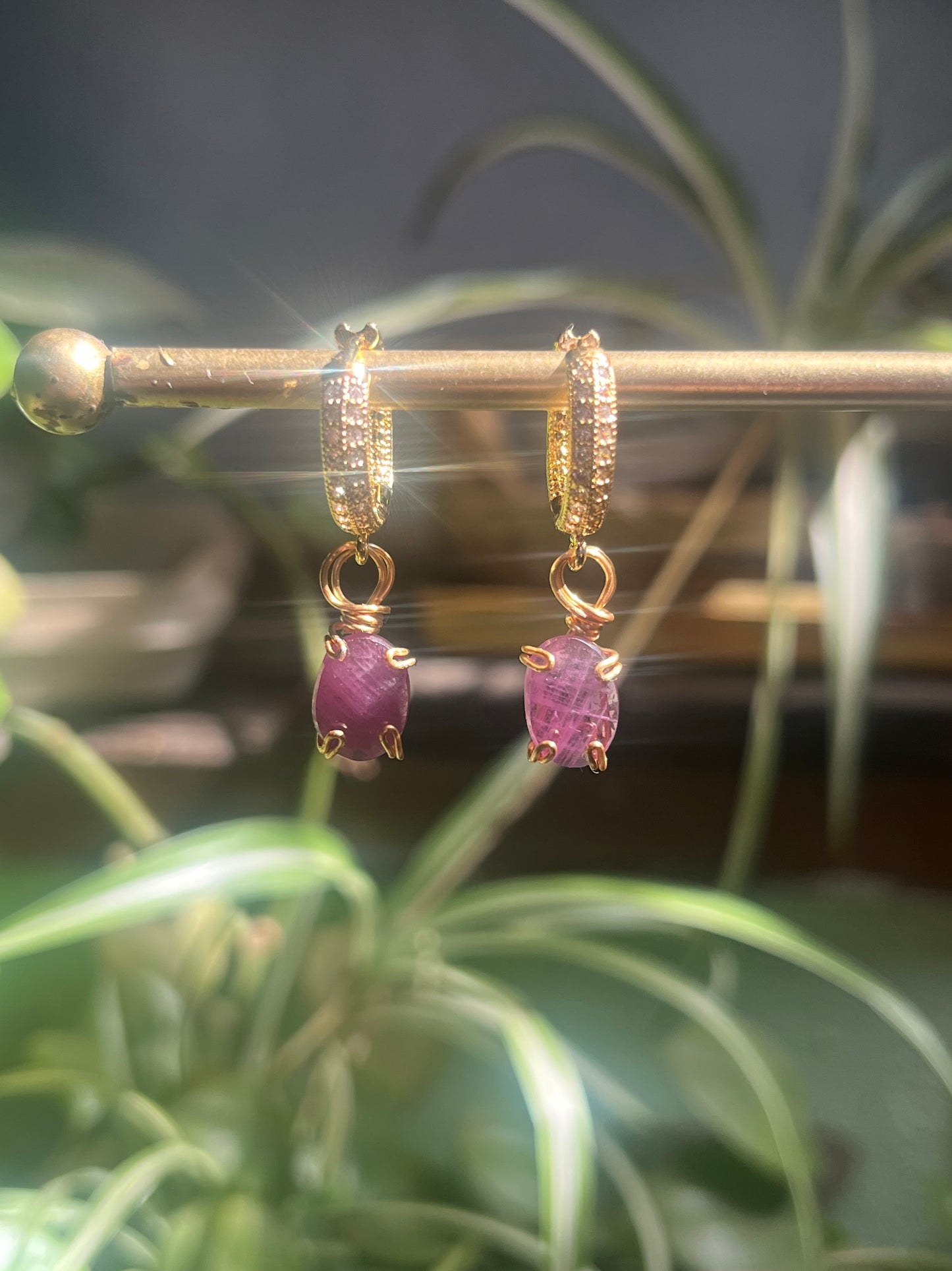 Aretes de zafiro Rosa