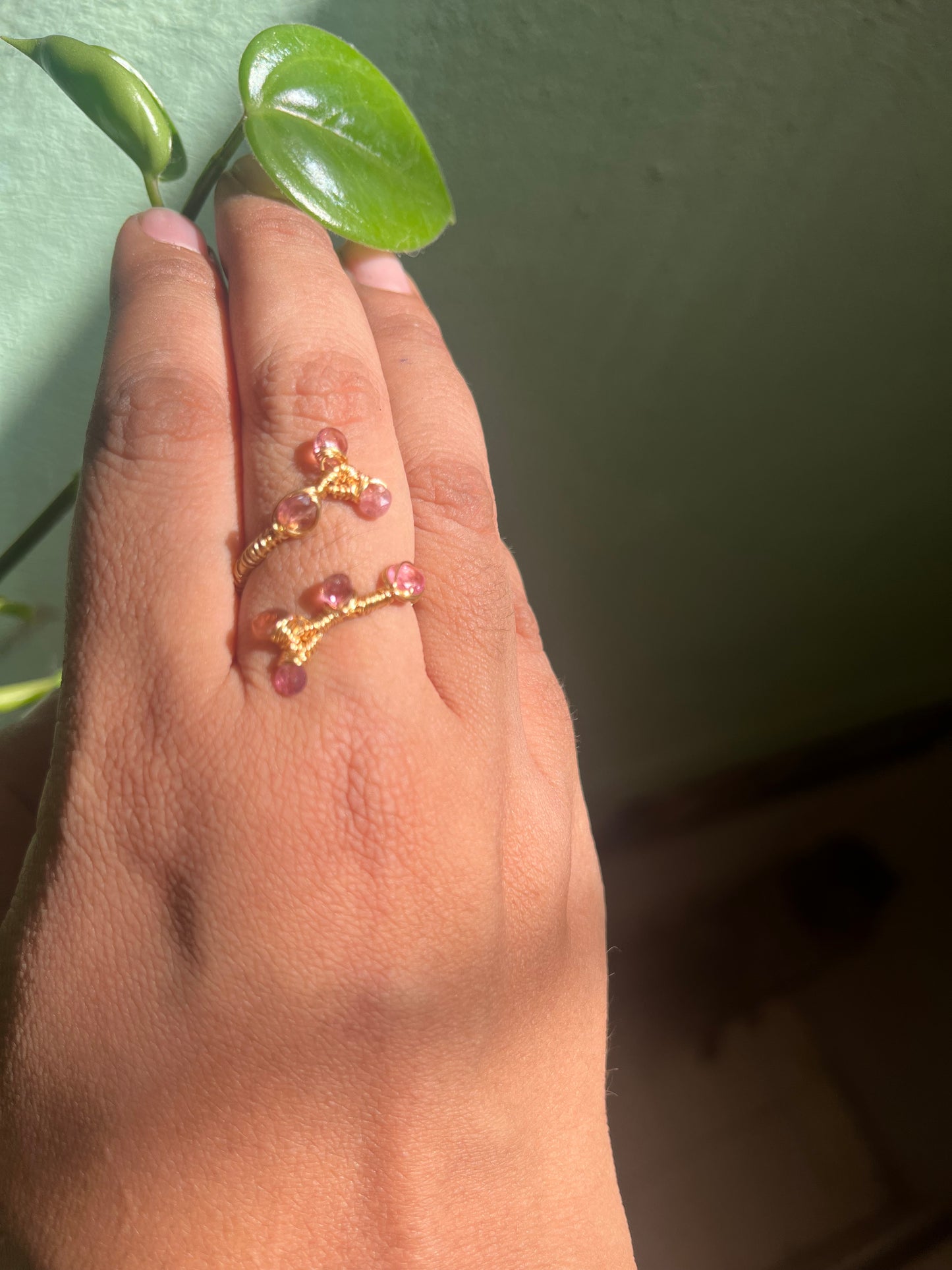 Anillo de turmalina rosa