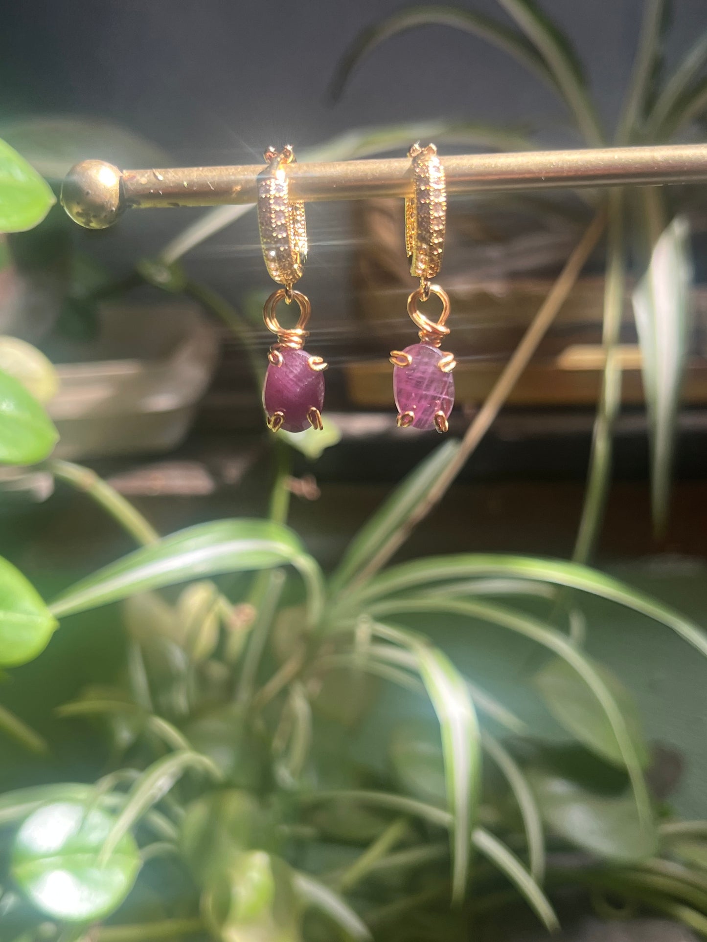 Aretes de zafiro Rosa