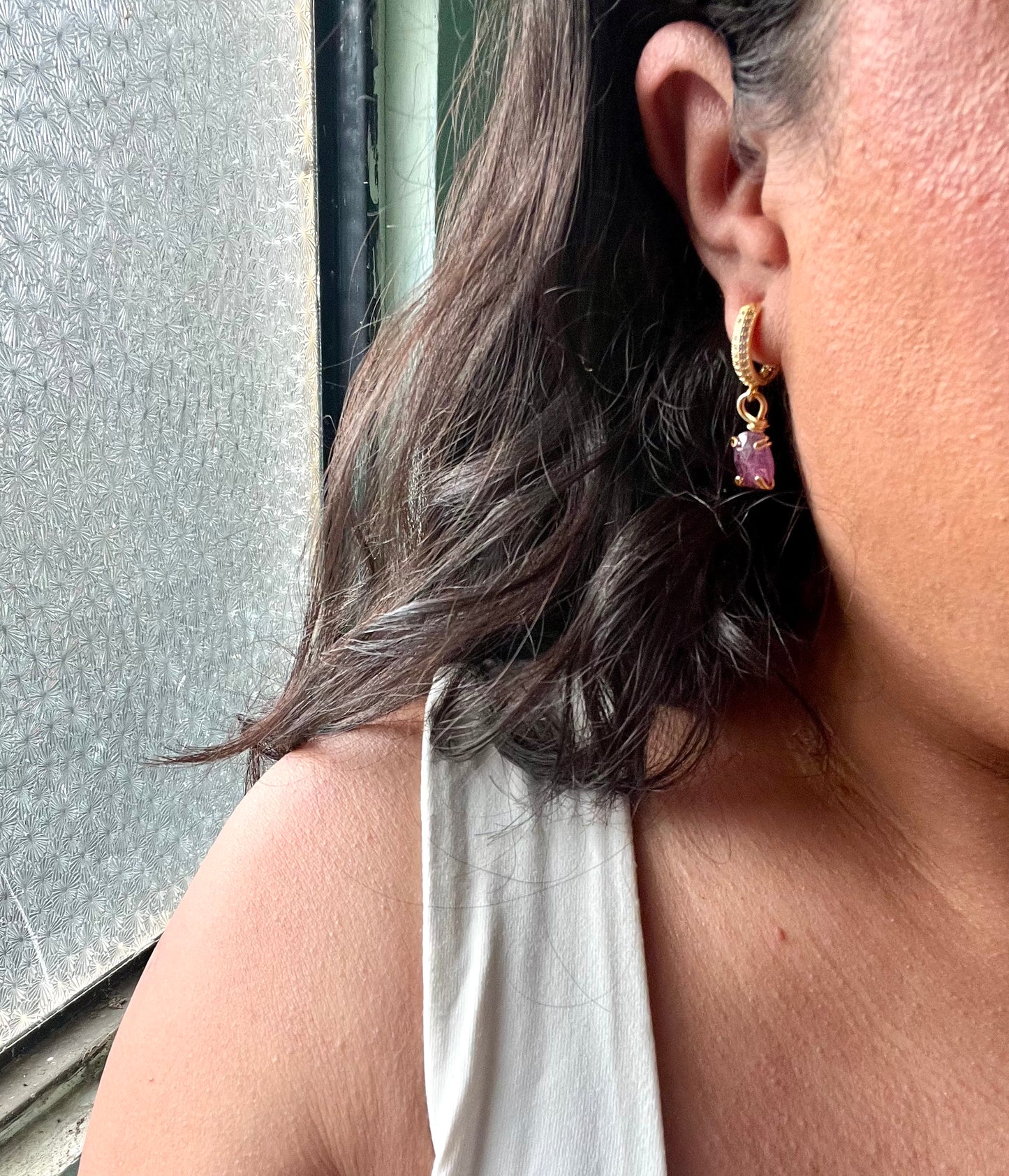 Aretes de zafiro Rosa