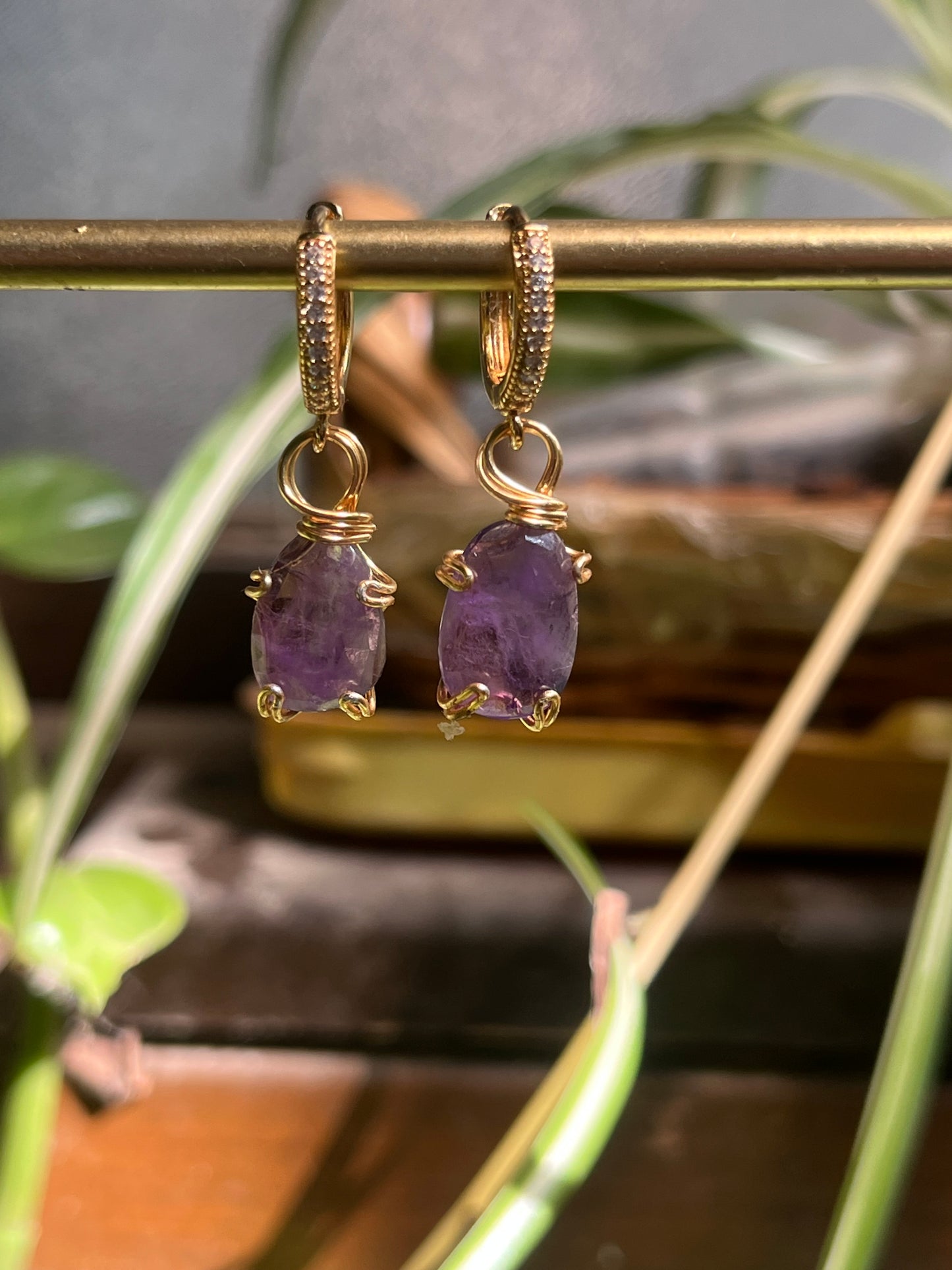 Aretes de amatista medianos