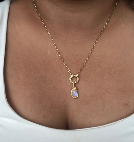 Collar piedra luna chico (forma ovalada)