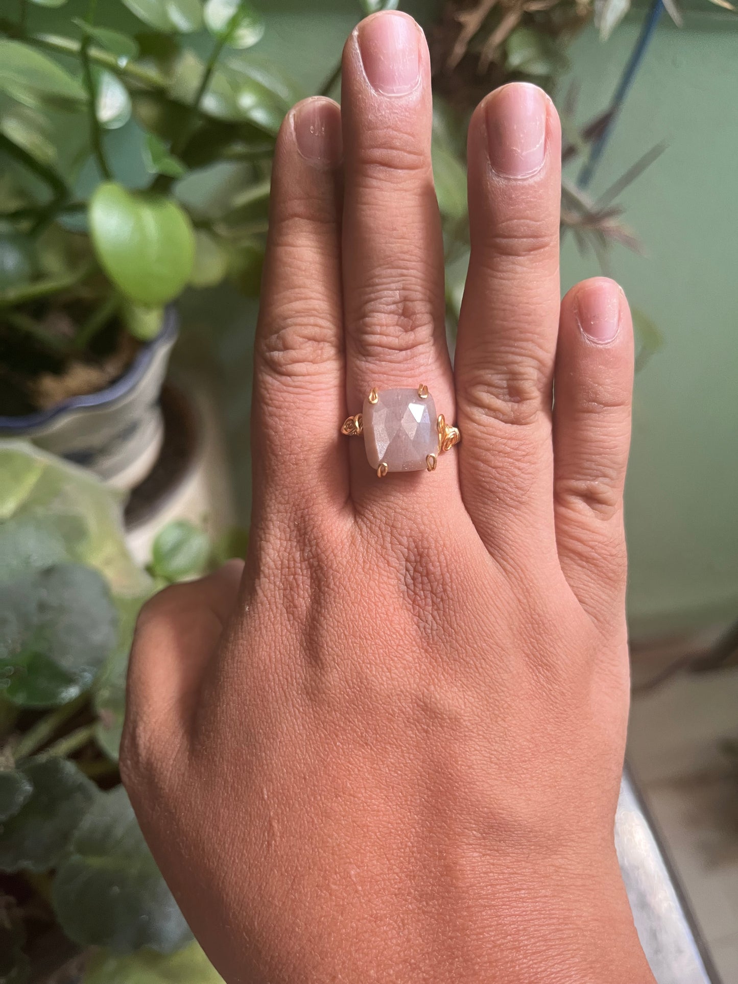 Anillo de piedra luna chocolate