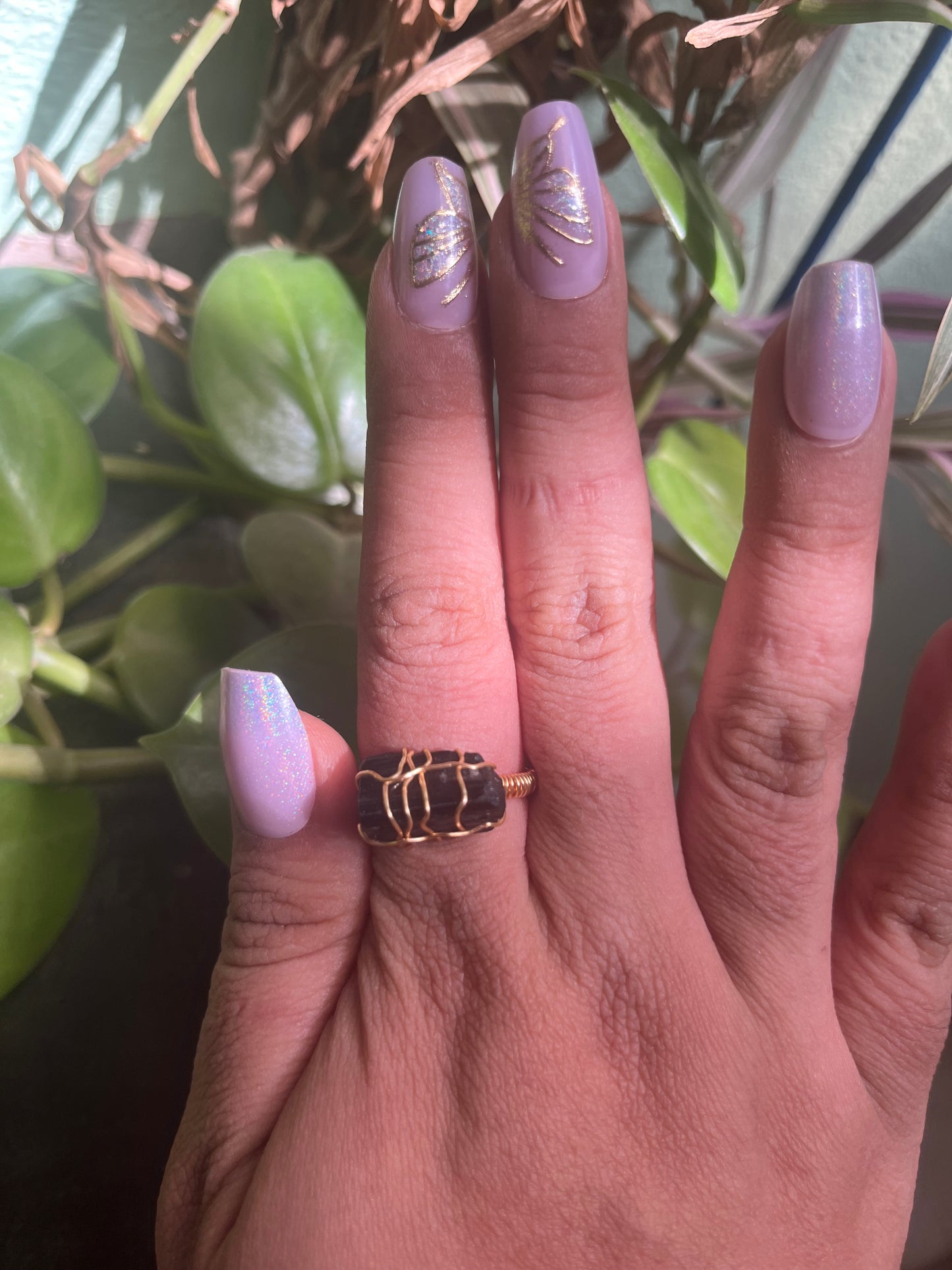 Anillo Belona con Turmalina negra